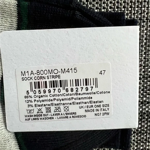 New Men's "Paul Smith" Sock Corn Stripes, Blue/Beige, - Picture 3 of 3